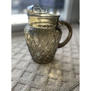 Vintage Anchor Hocking Smoke Brown Madrid‎ Diamond Pattern PItcher